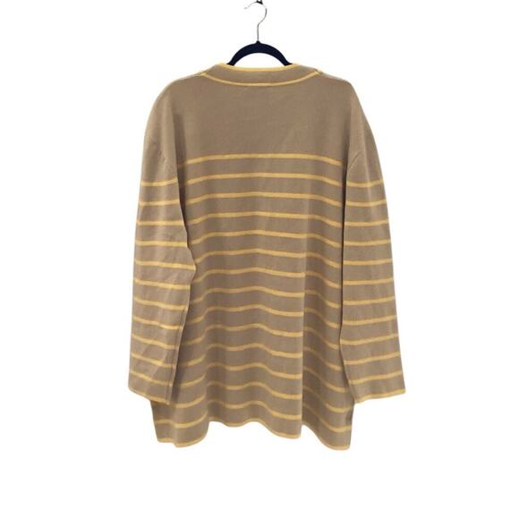 Tuckernuck Chai Striped Lauren Cardigan Oversized Button Front Pockets Size XXL - Picture 8 of 13
